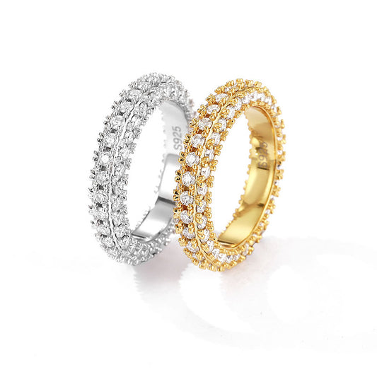 Moissanite diamond ring female niche senior light luxury design fashion personality ins style exquisite hand jewelry