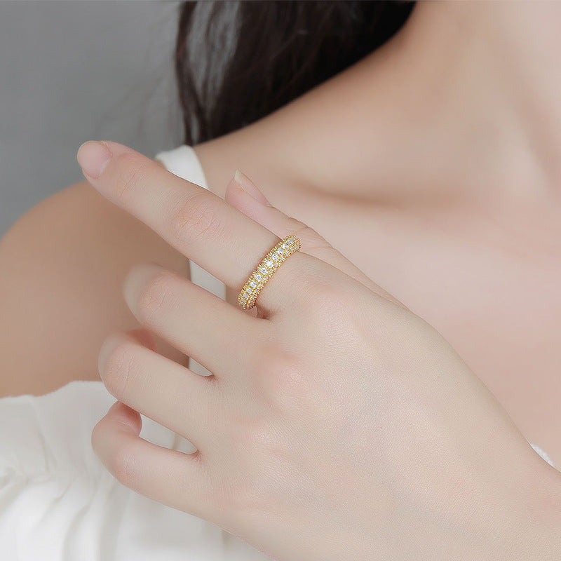 Moissanite diamond ring female niche senior light luxury design fashion personality ins style exquisite hand jewelry