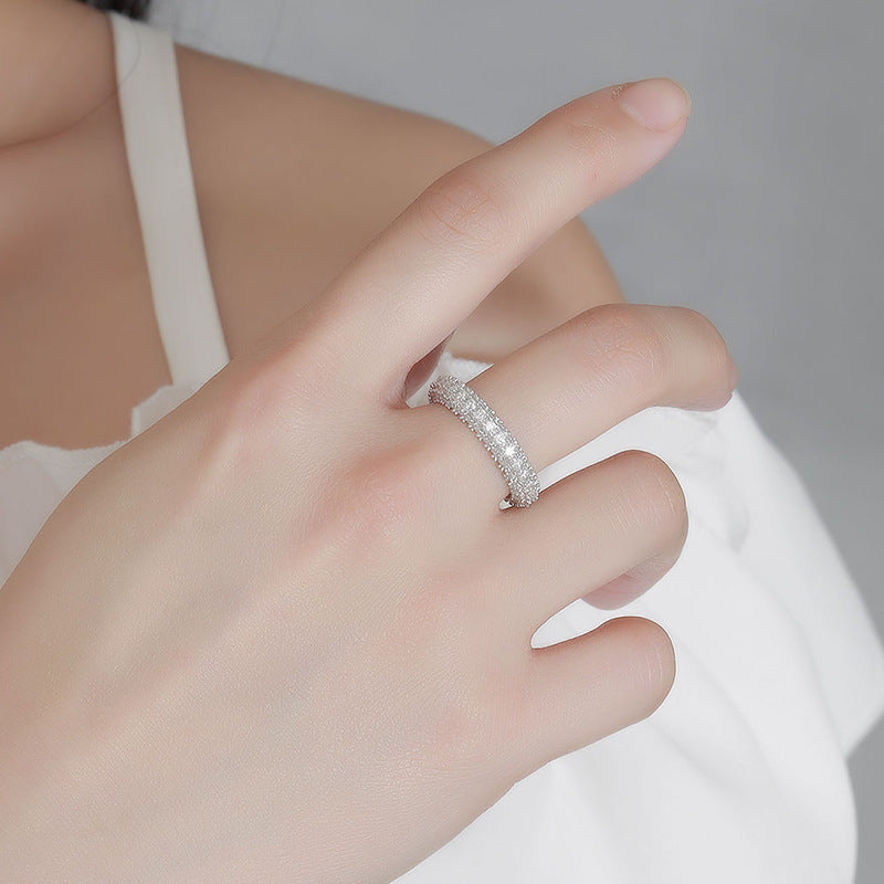 Moissanite diamond ring female niche senior light luxury design fashion personality ins style exquisite hand jewelry