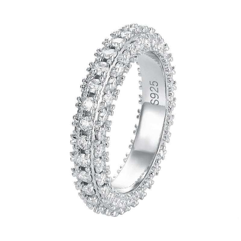 Moissanite diamond ring female niche senior light luxury design fashion personality ins style exquisite hand jewelry