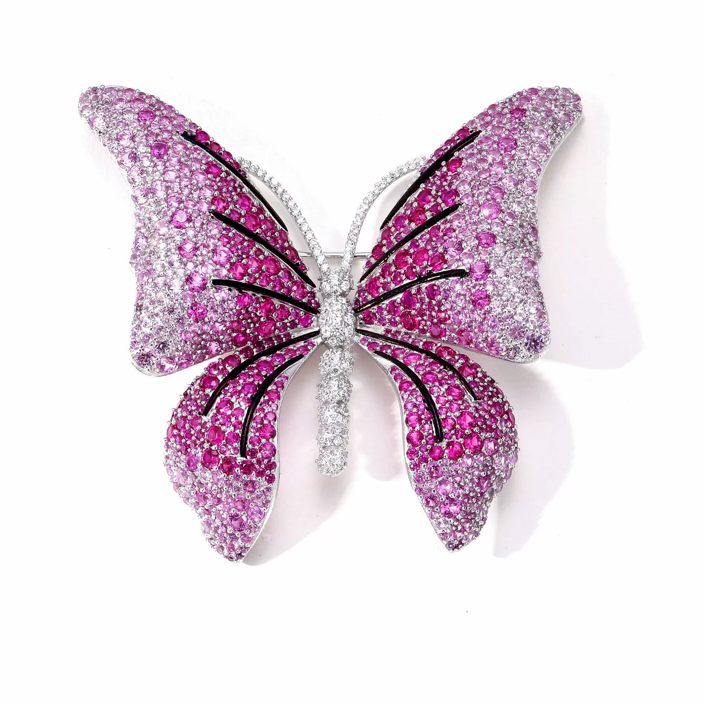 Rose Butterfly Diamond Brooch Necklace Pendant Dual Purpose Corsage