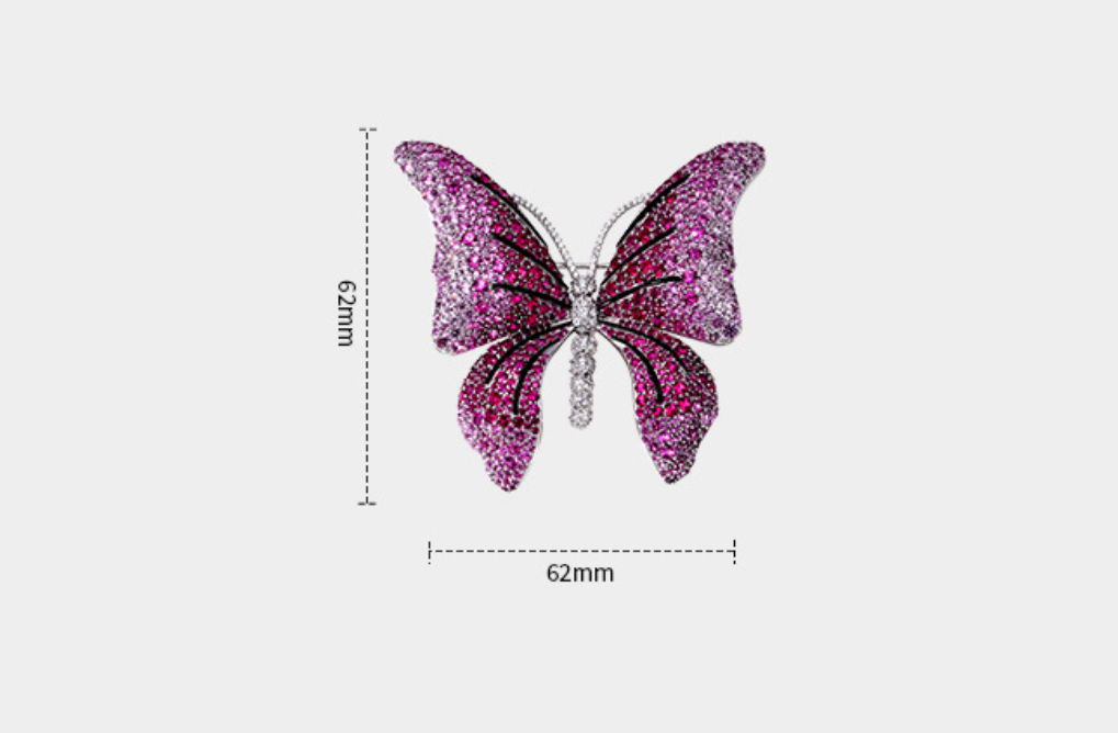 Rose Butterfly Diamond Brooch Necklace Pendant Dual Purpose Corsage