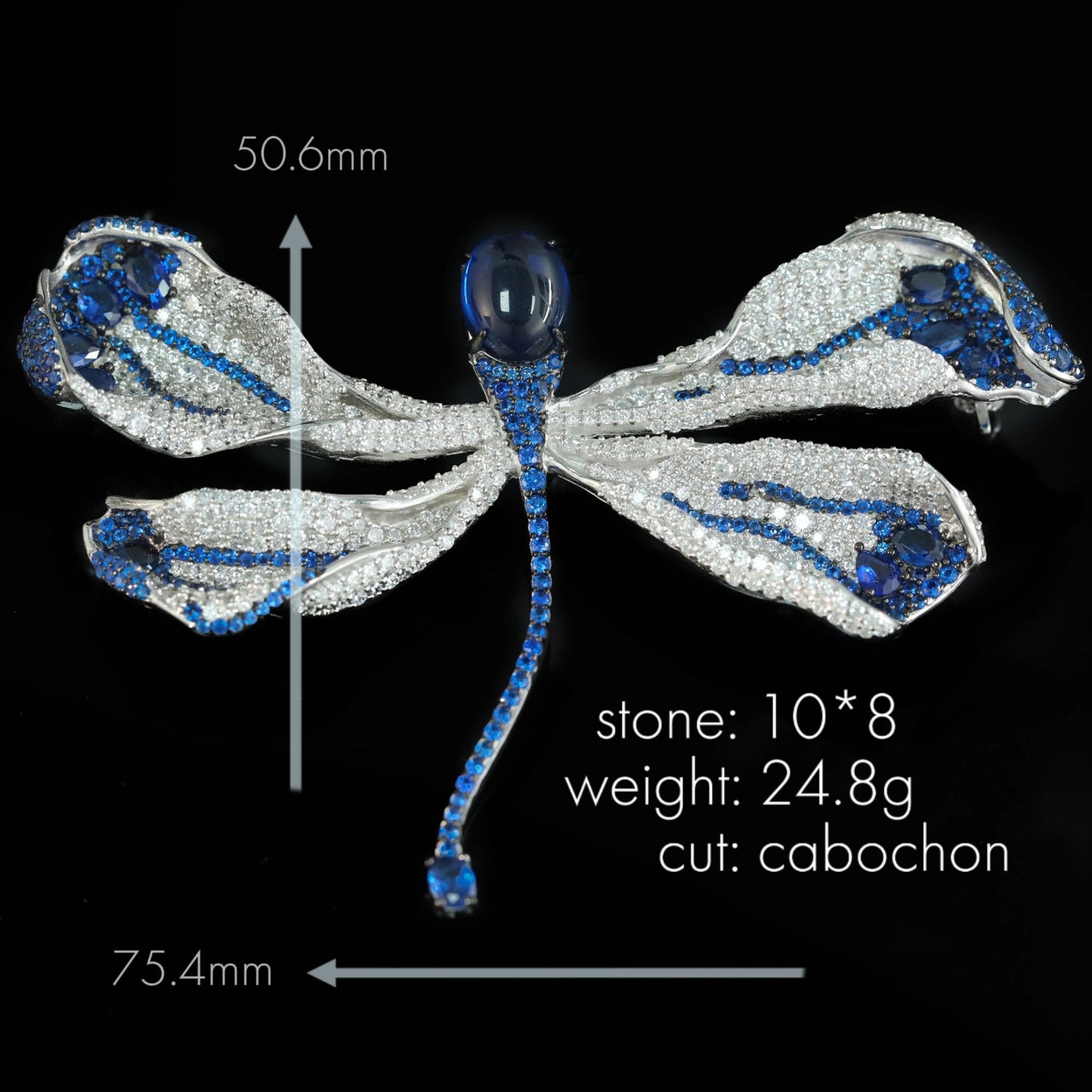 Royal Blue CindyChao Dragonfly High Carbon Diamond Brooch