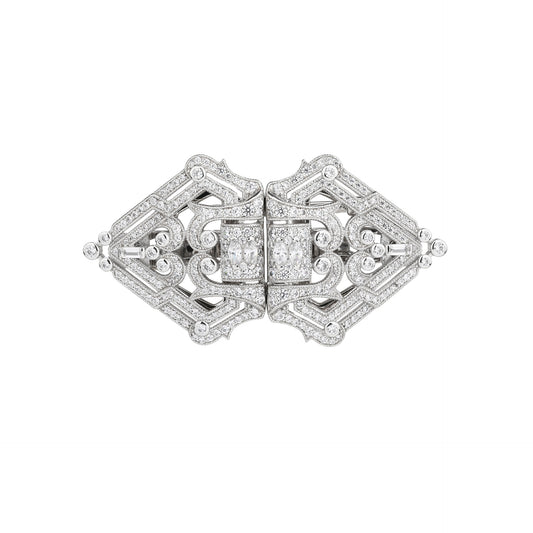 Vintage Diamond Double Clip Brooch Wedding High-end Corsage