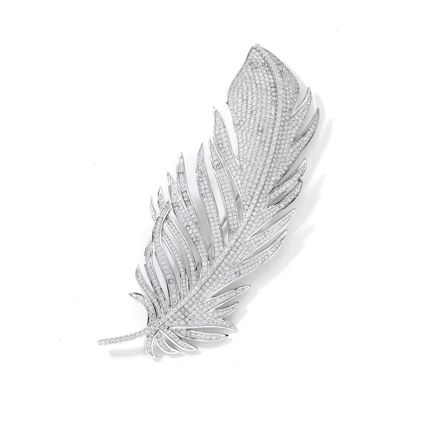 Feather Full Diamond Luxury Brooch Silver Premium Corsage