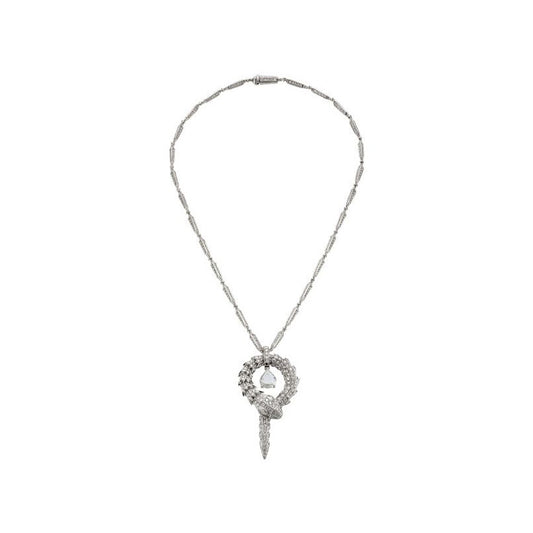 High Carbon Diamond Spirit Snake Silver Color Snake Bone Pendant Silver Plated Necklace