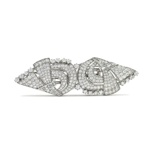 Silver Plated Multi-Purpose Double Clip Brooch Detachable West