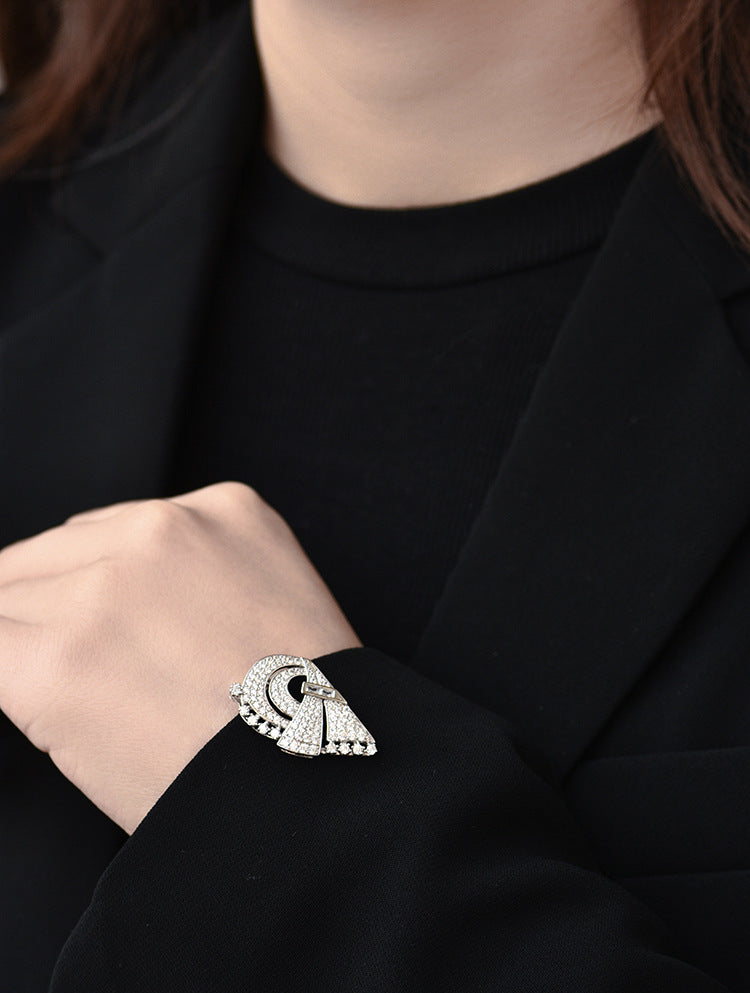 Silver Plated Multi-Purpose Double Clip Brooch Detachable West