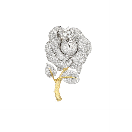 One White Rose Flower Diamond Brooch Premium Niche Versatile Corsage