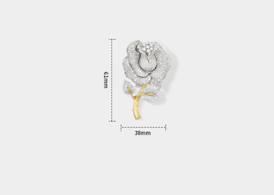 One White Rose Flower Diamond Brooch Premium Niche Versatile Corsage