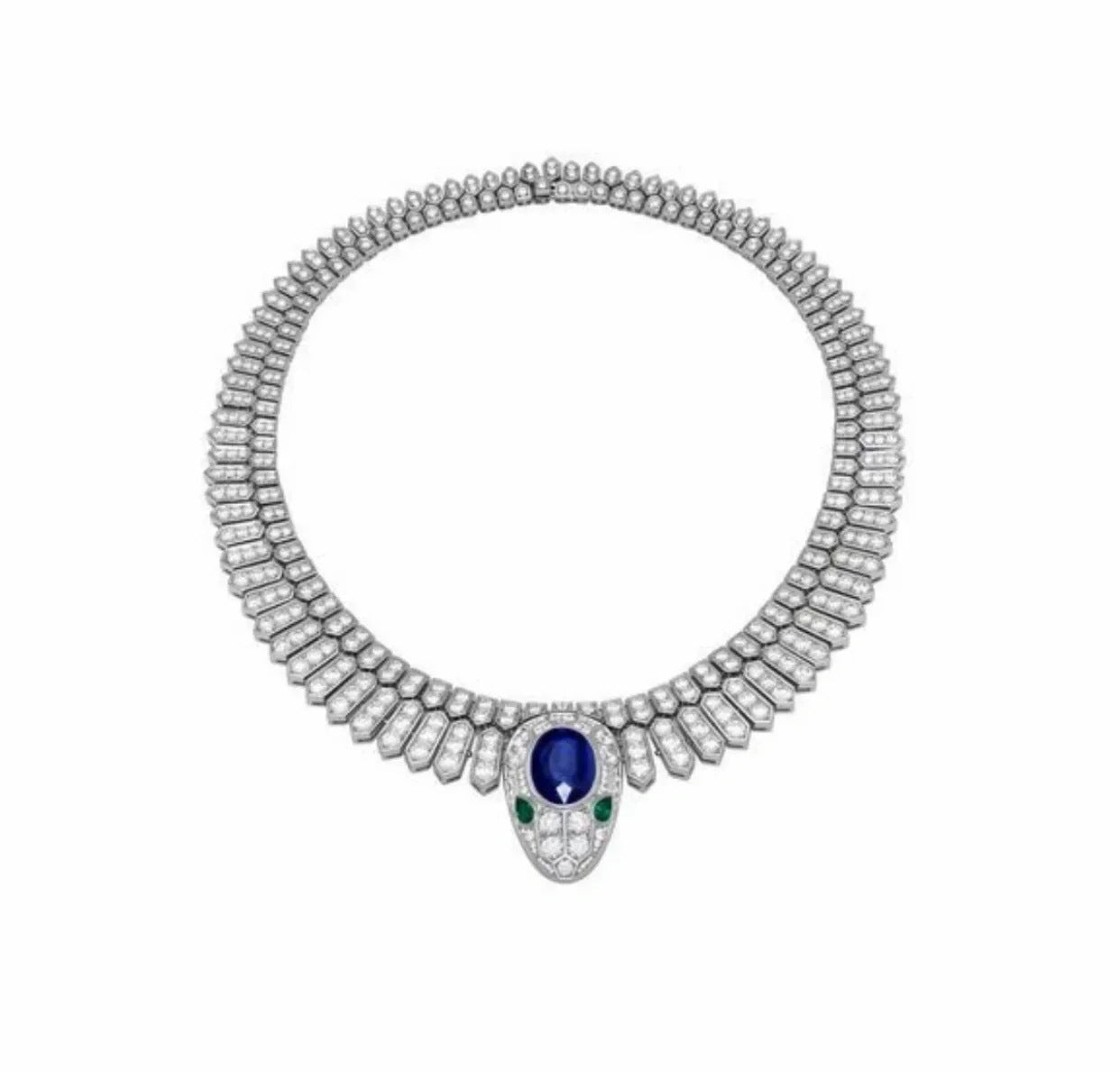 Pendant Chain Silver Gold Plated High Carbon Diamond Royal Blue Spirit Snake Oval Deluxe Necklace