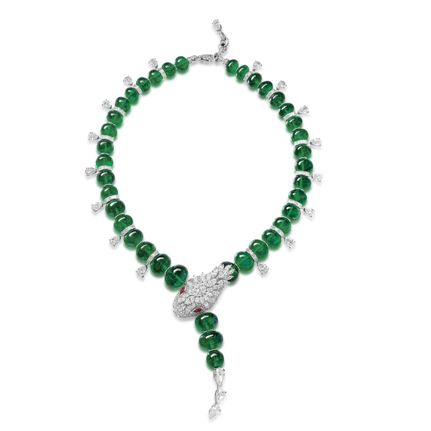 High Carbon Diamond Spirit Snake Natural Chalcedony Silver Plated Necklace