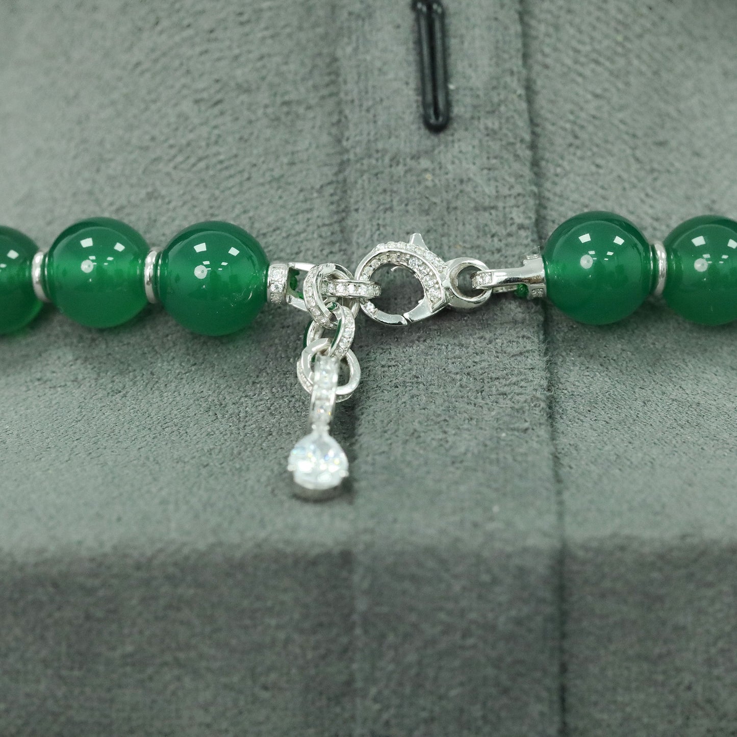 High Carbon Diamond Spirit Snake Natural Chalcedony Silver Plated Necklace