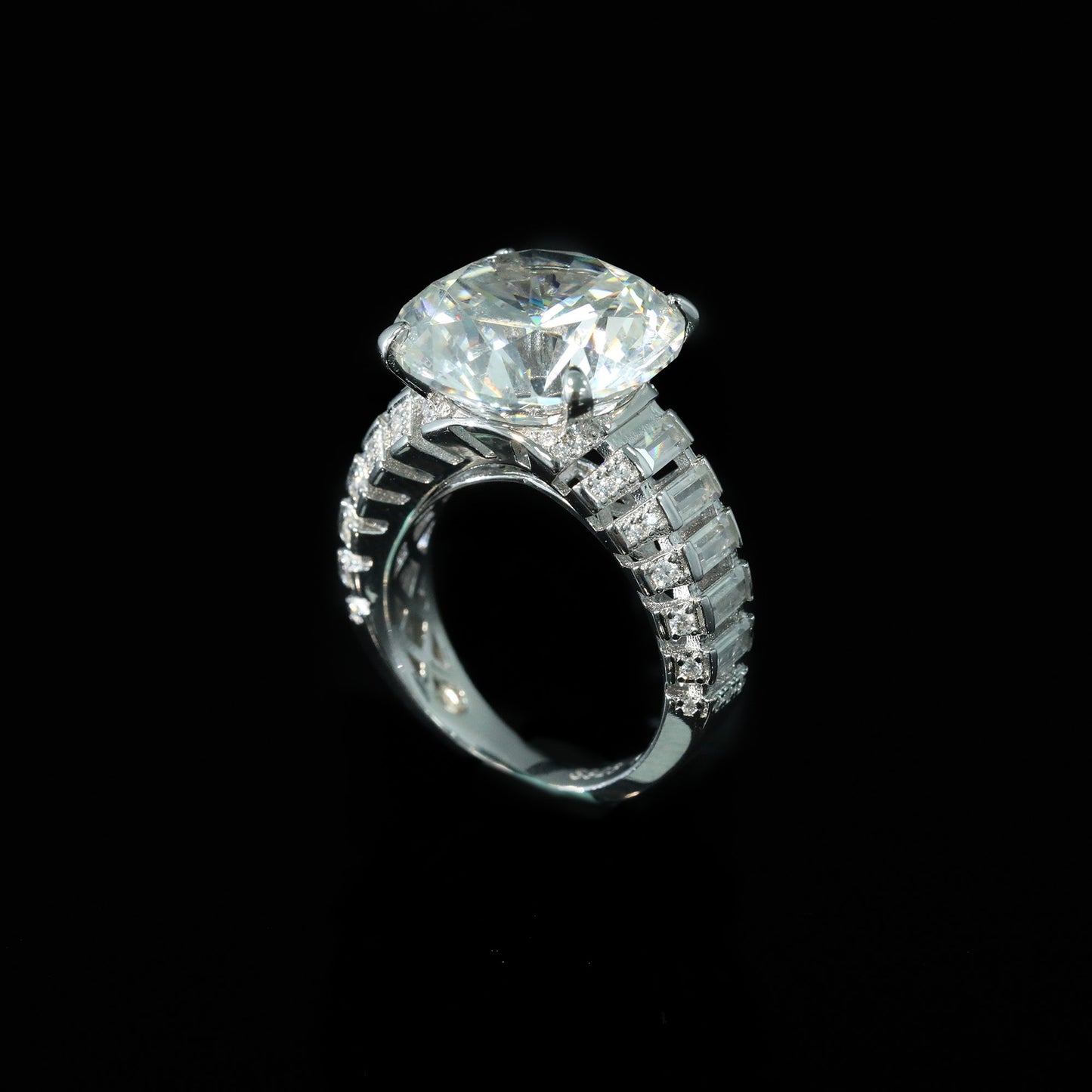 High Carbon Diamond White G Color 12 Carat Dove Egg Ring