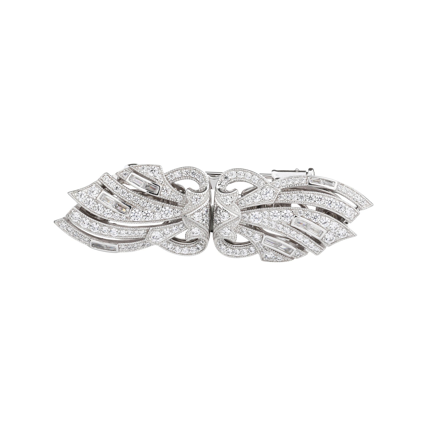Silver Diamond Double Clip Brooch Niche Wedding High-end Corsage