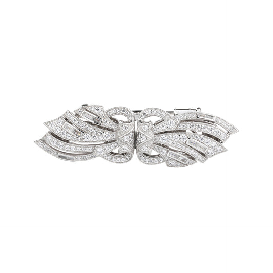Silver Diamond Double Clip Brooch Niche Wedding High-end Corsage