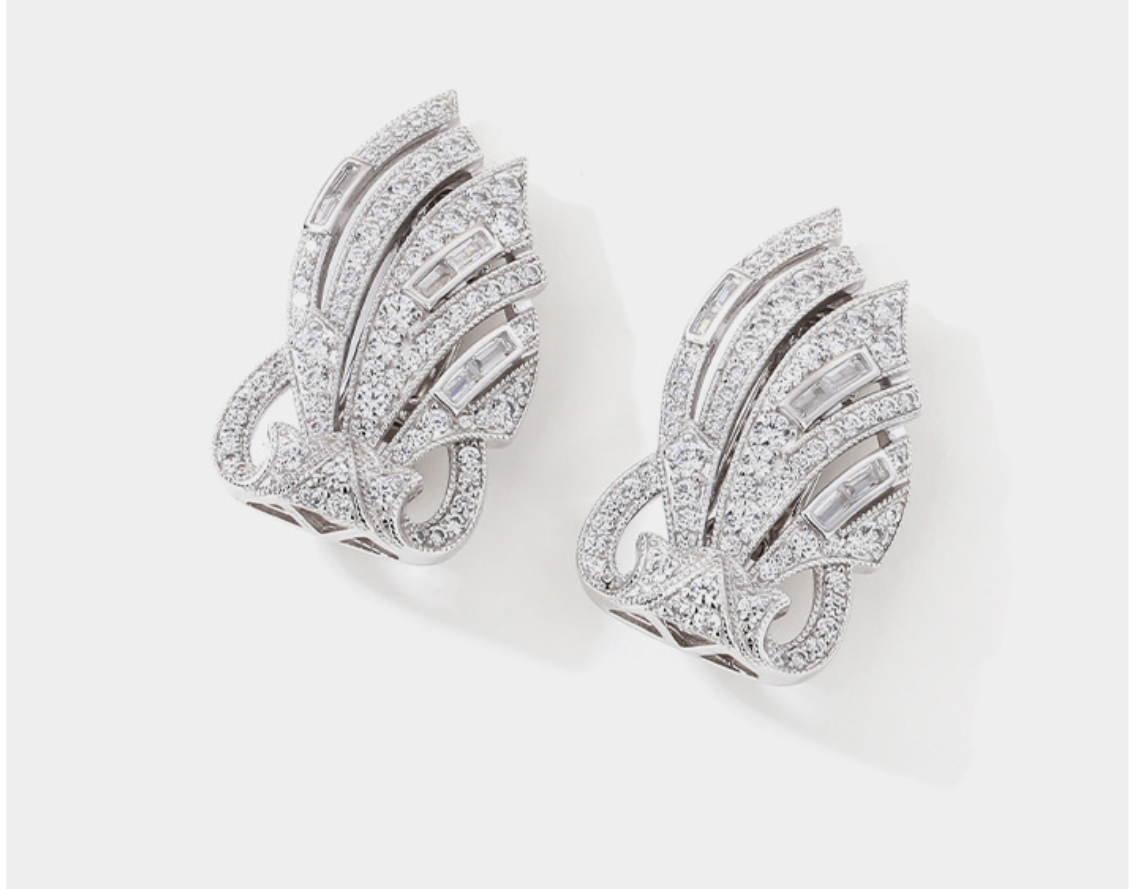 Silver Diamond Double Clip Brooch Niche Wedding High-end Corsage