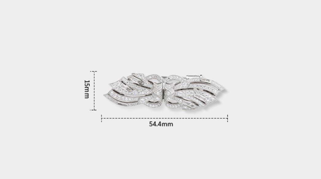 Silver Diamond Double Clip Brooch Niche Wedding High-end Corsage