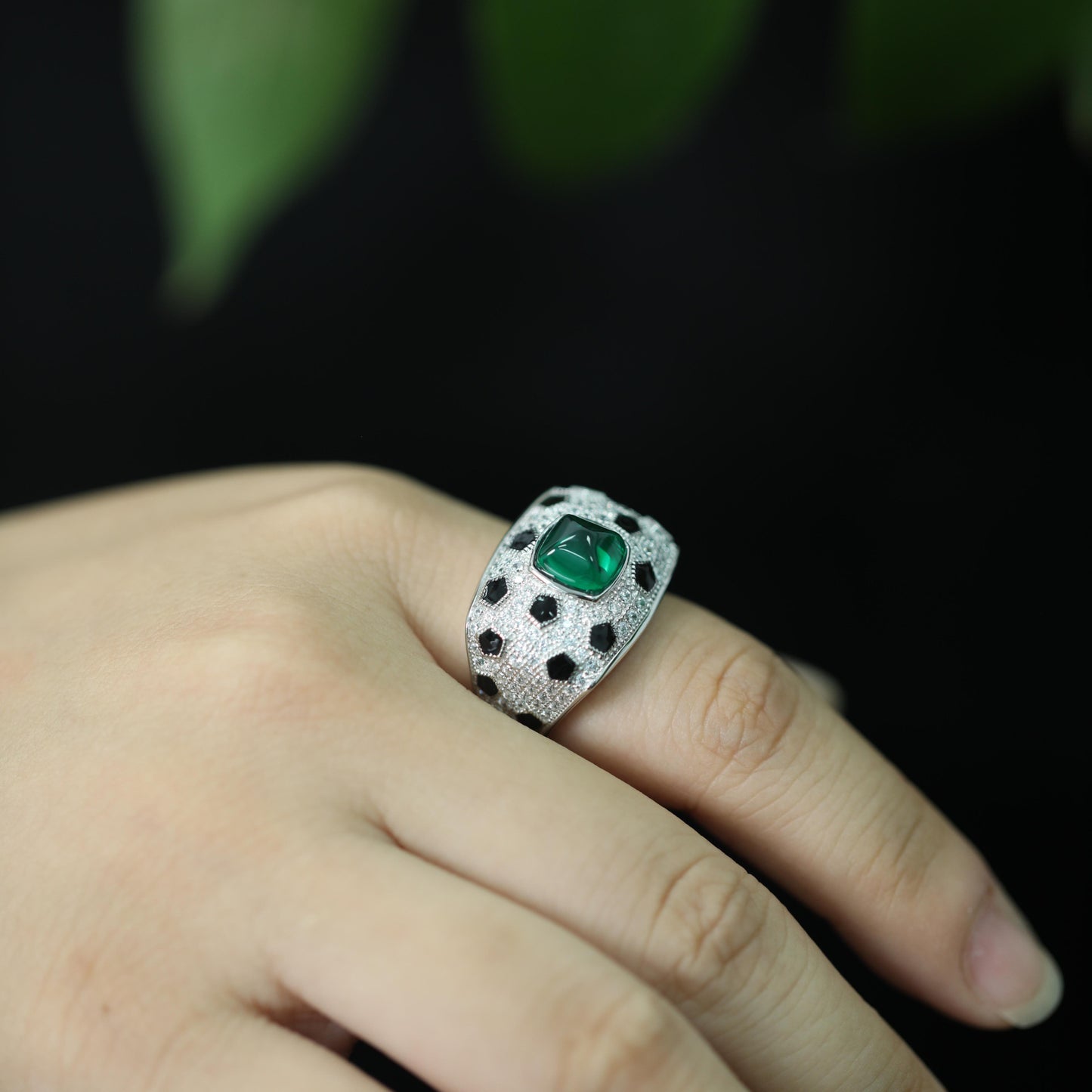 Muzo Green Jaguar Sugar Tower Emerald Ring
