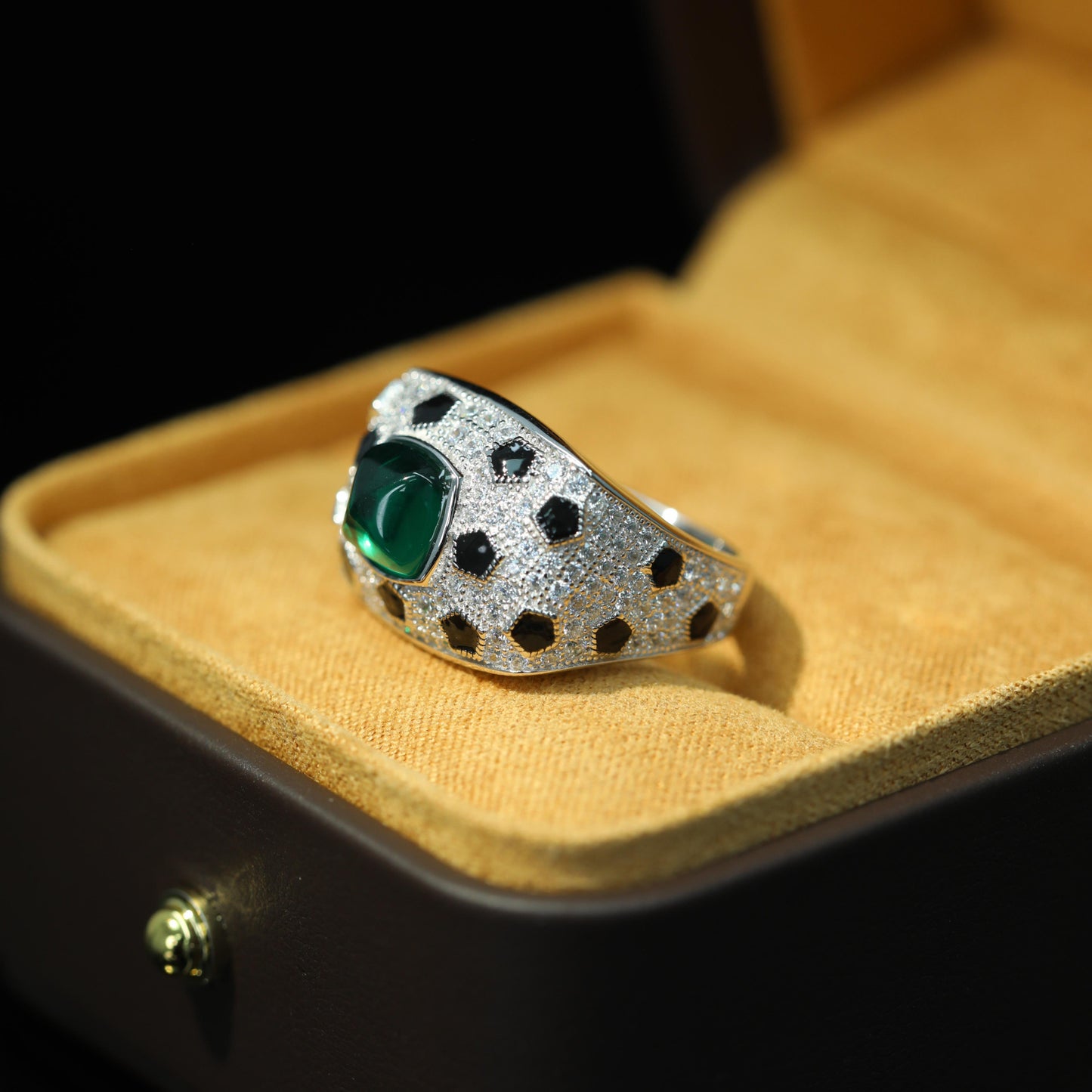 Muzo Green Jaguar Sugar Tower Emerald Ring