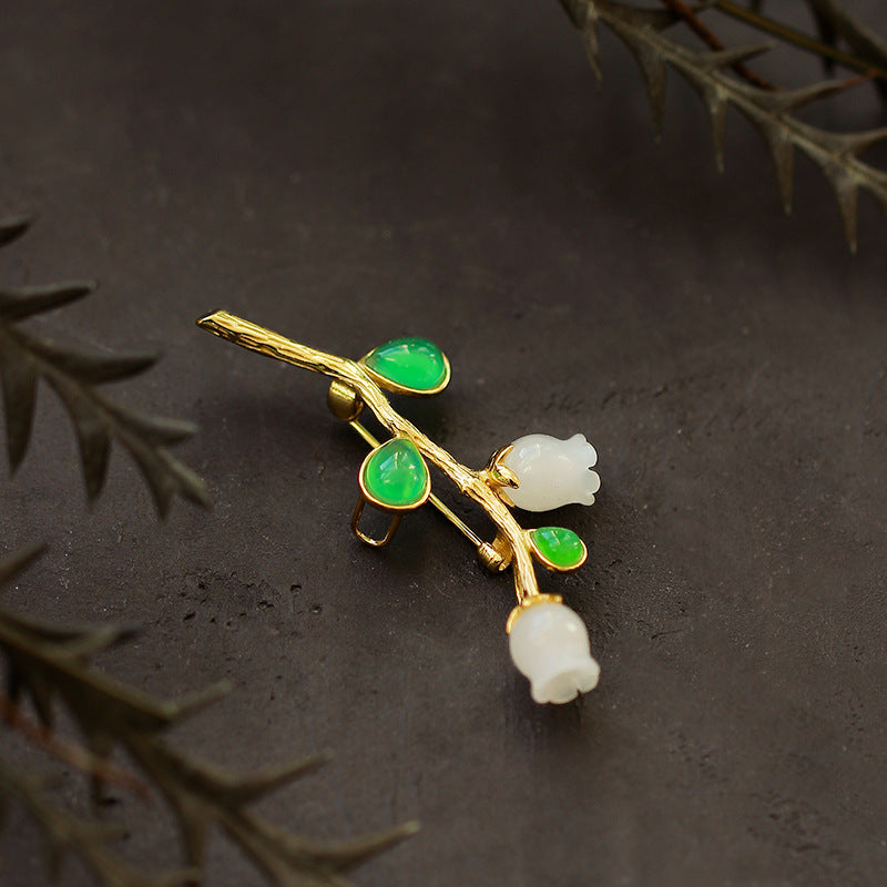Suzuran Green Chalcedony Brooch Temperament Corsage