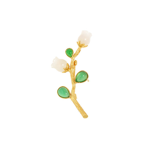 Suzuran Green Chalcedony Brooch Temperament Corsage