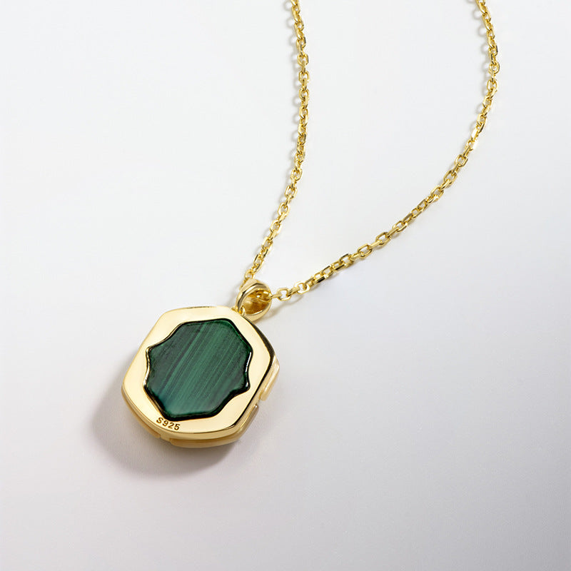 White Shell Natural Malachite Vintage Necklace