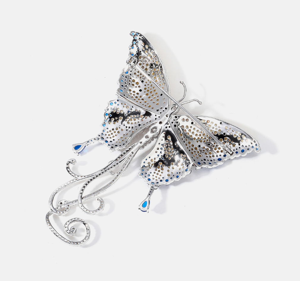 Butterfly Yellow Blue Diamond Brooch High-end Light Luxury Corsage