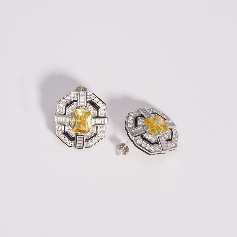 Artdeco style square stud earrings