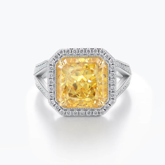Colorful Yellow Halo Ring Ice Cut Ring