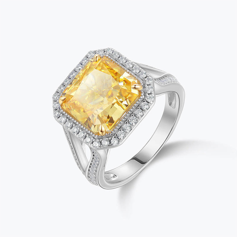Colorful Yellow Halo Ring Ice Cut Ring