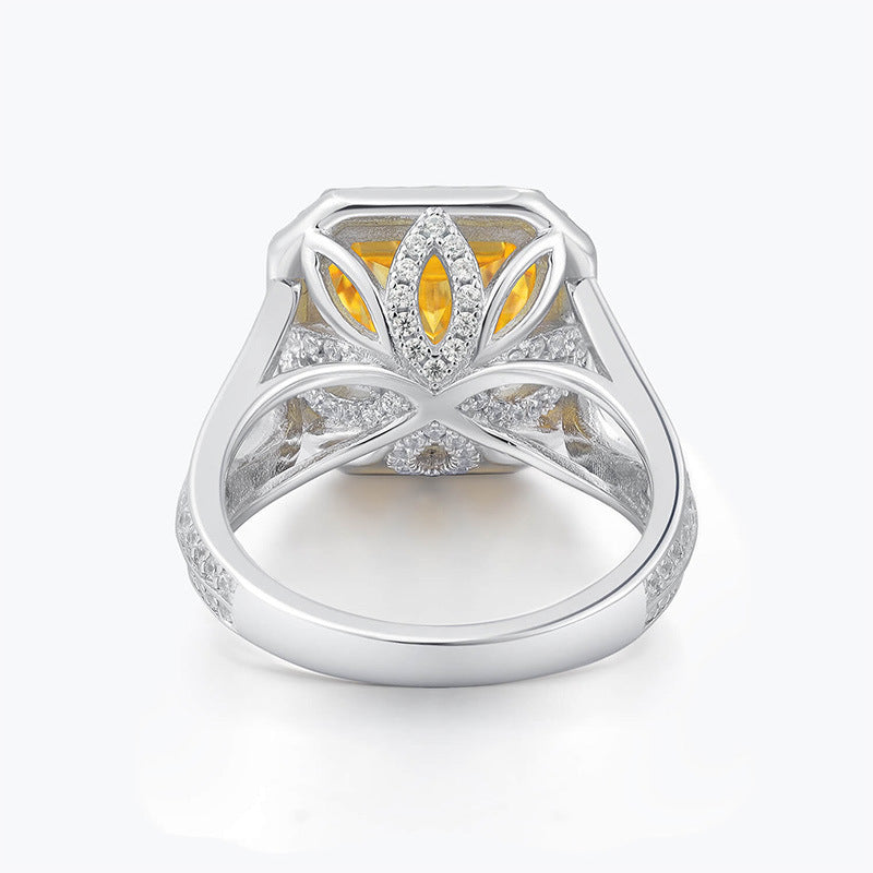 Colorful Yellow Halo Ring Ice Cut Ring
