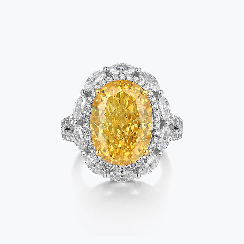 Light Luxury Ice-Cut Colorful Yellow Ring