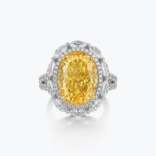 Light Luxury Ice-Cut Colorful Yellow Ring
