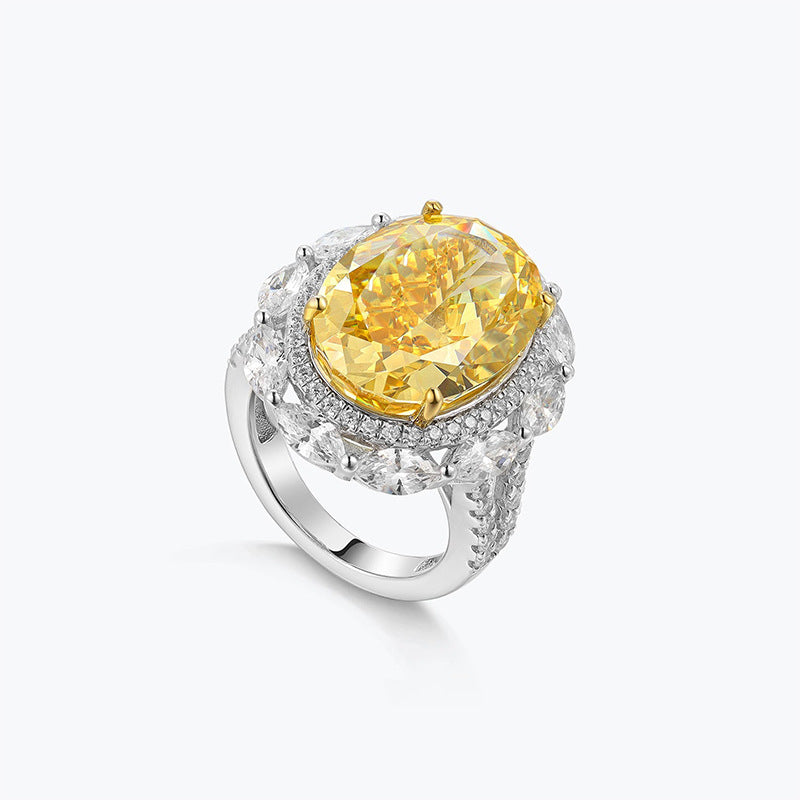Light Luxury Ice-Cut Colorful Yellow Ring