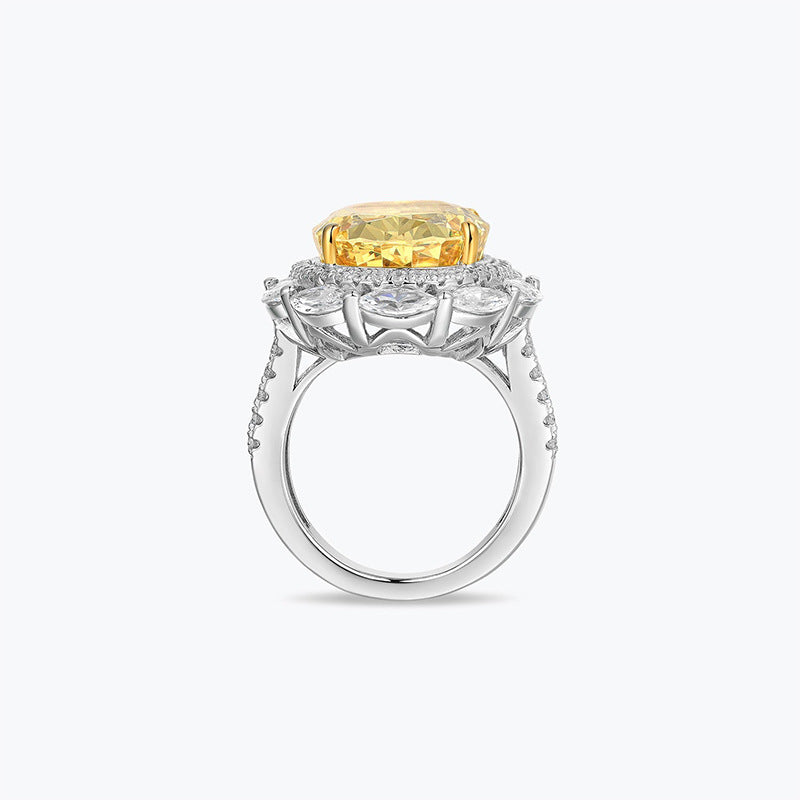 Light Luxury Ice-Cut Colorful Yellow Ring