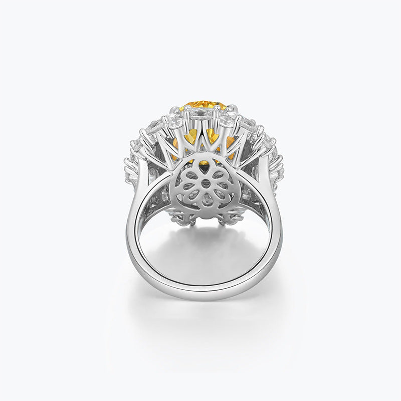 Light Luxury Ice-Cut Colorful Yellow Ring