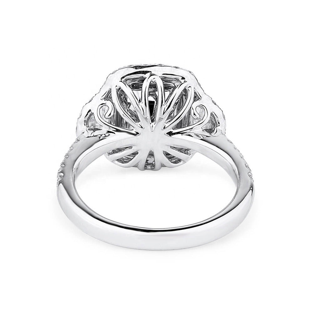 Double Halo Engagement Brilliant Yellow 8A Ice Cut Bicolor Ring