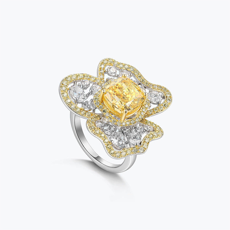 Brilliant Yellow Ice Flower Cut Yellow Diamond Women's Ring
