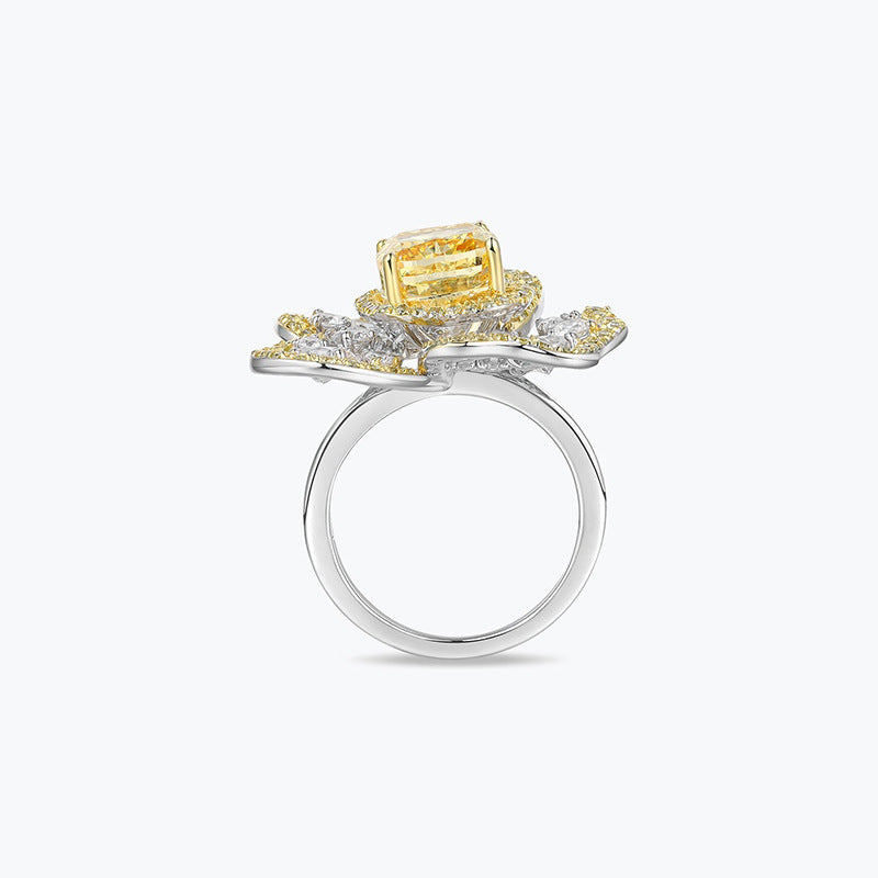 Brilliant Yellow Ice Flower Cut Yellow Diamond Women's Ring
