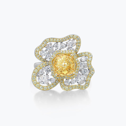 Brilliant Yellow Ice Flower Cut Yellow Diamond Women's Ring