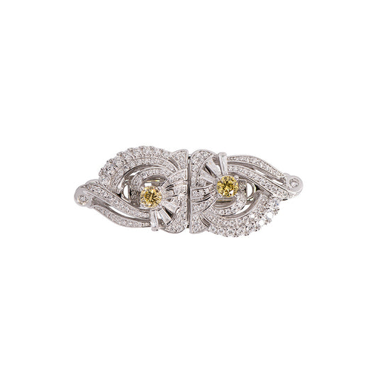 High-grade vintage corsage silver plated gold pair clip brooch